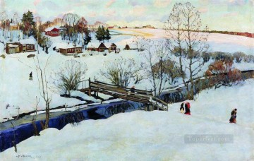 雪 Painting - 冬の小さな橋 1914年 コンスタンティン・ユオンの雪景色